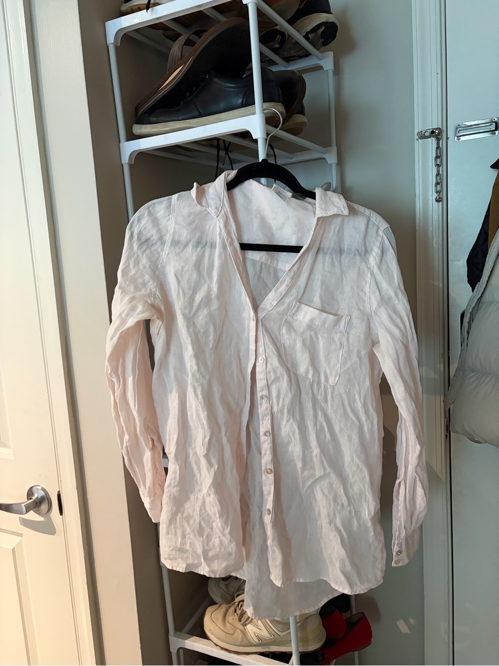 Light Pink Button-Down Linen Shirt